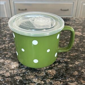 TEMPTATIONS BY TARA POLKA 18 OZ COFFEE/SOUP MUG W LID